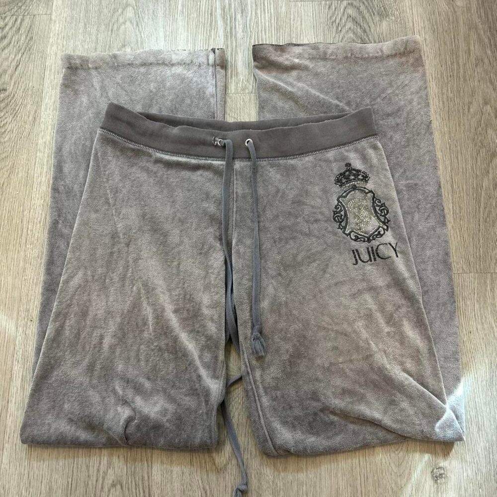 Vintage juicy couture grey bedazzled low rise flare tracksuit pants